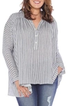Slink Jeans Stripe Babydoll High/low Top In Black
