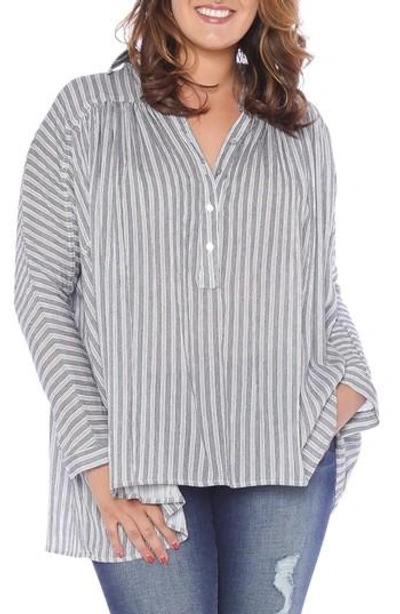 Slink Jeans Stripe Babydoll High/low Top In Black
