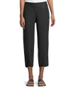 Eileen Fisher Organic Linen Pull-on Cropped Pants, Petite In Black