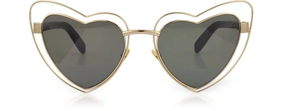 Saint Laurent Designer Sunglasses Sl 197 Louluo Heart Metal Women's Sunglasses In Or/gris