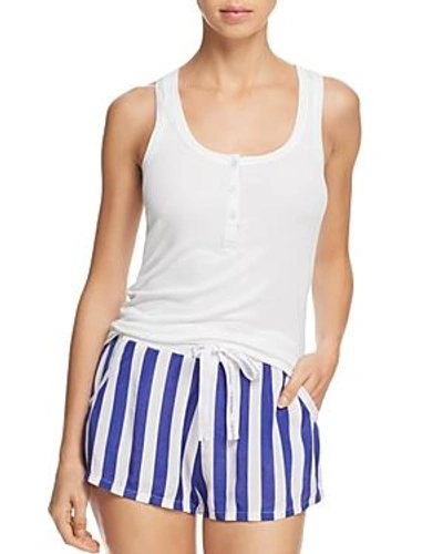 Calvin Klein Tank & Striped Shorts Pj Set In Cerulean Blue/white