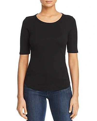 Three Dots Heritage Keyhole Knit Top In Black