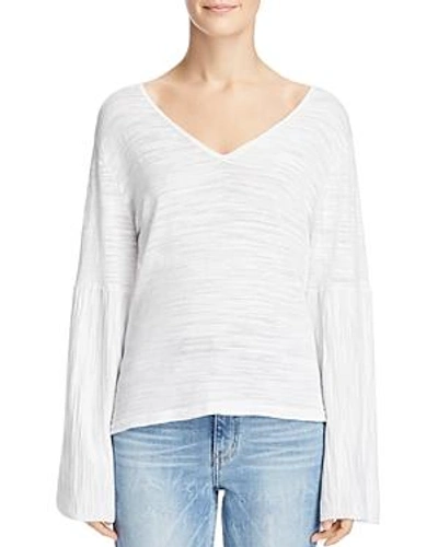 Minnie Rose Bell Sleeve Sweater In White