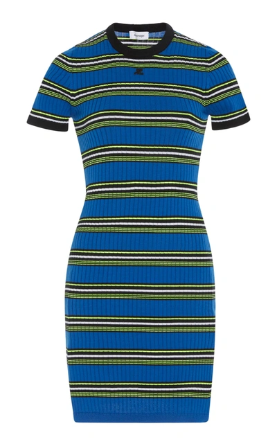 Courrèges Variegated Striped Knit Dress