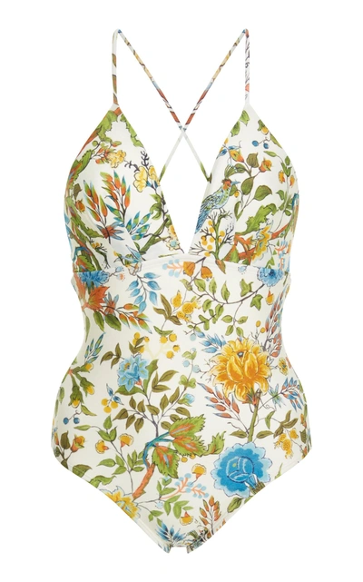 Lenny Niemeyer Plunge Crossover Back One Piece Swimsuit In Floral