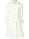 Chloé Long Coat With Belt And Flap Pockets In Bianco