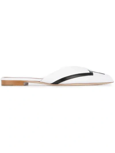 Malone Souliers X Emanuel Ungaro Amelie Leather Point-toe Flats In White