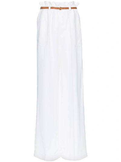 Chloé Paper Bag-waist Belted Trousers In White