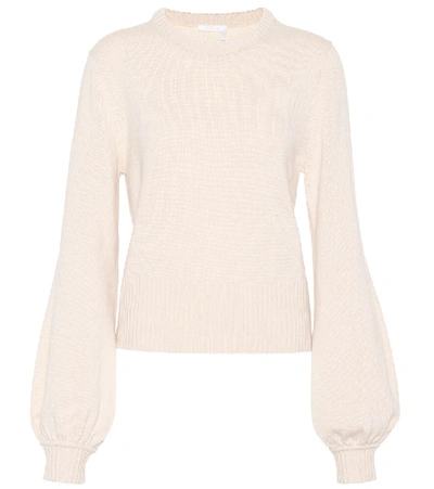 Chloé Iconic Cashmere Bubble-sleeve Sweater In Cream