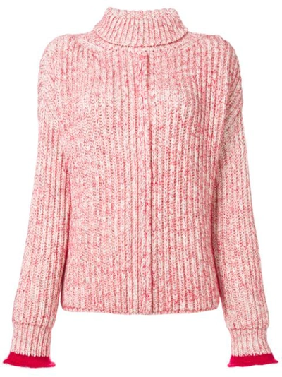 Chloé Turtleneck Long-sleeve Wool-blend Knit Sweater In Red