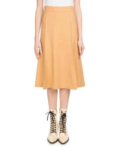 Chloé Mid-calf A-line Side-zip Stretch-wool Skirt