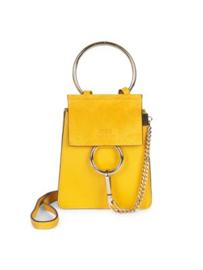 Chloé Faye Small Leather Bracelet Bag In Yellow