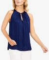 Vince Camuto Rumpled Satin Keyhole Top In High Tide