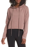 Alo Yoga Cropped Drawstring Hooded Sweatshirt In Smokey Quartz