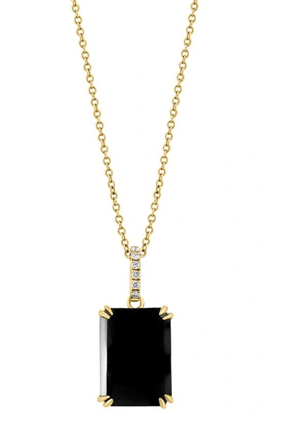 Effy 14k Yellow Gold Onyx & Diamond Pendant Necklace In Black