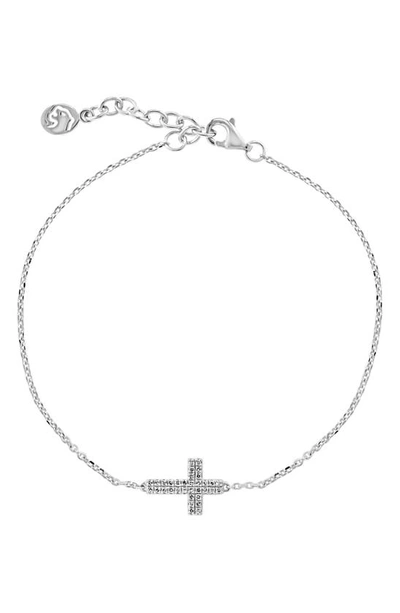 Effy Sterling Silver Pavé Diamond Cross Bracelet
