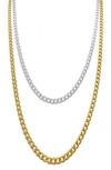 Adornia Set Of 2 Water Resistant Curb Chain Necklaces In Gold