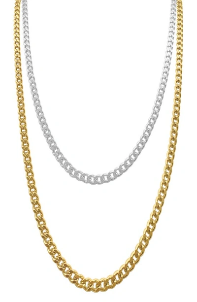 Adornia Set Of 2 Water Resistant Curb Chain Necklaces In Gold