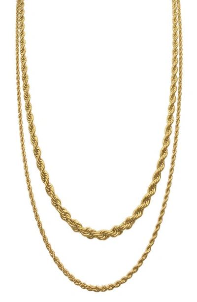 Adornia Set Of 2 Water Resistant Rope Chain Necklaces In Gold