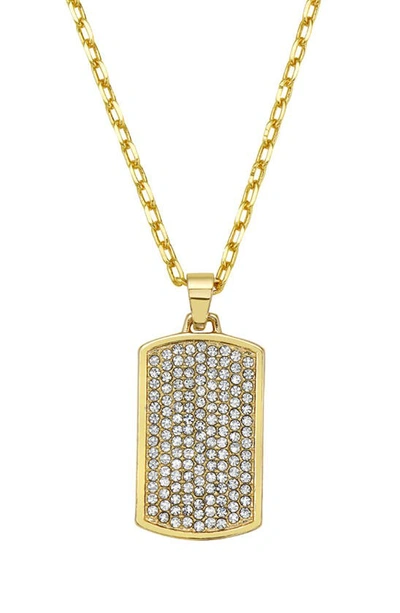 Adornia 14k Gold Plated Pavé Cubic Zirconia Dog Tag Pendant Necklace