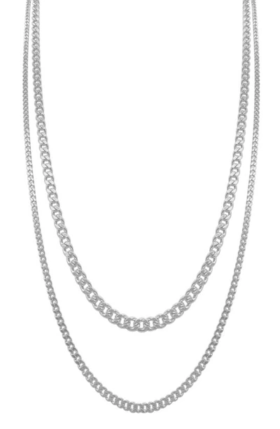 Adornia Set Of 2 Water Resistant Curb Chain Necklaces In Metallic