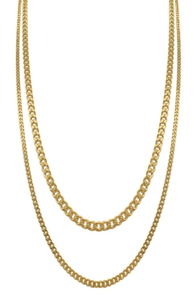 Adornia Set Of 2 Water Resistant Curb Chain Necklaces In Gold