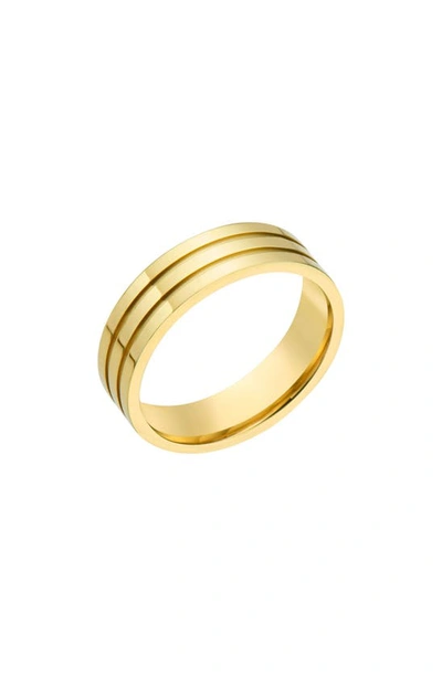 Adornia Water Resistant Grooved Three Line Ring In Gold