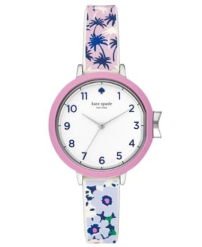 Kate Spade Park Row Silicone Strap Watch, 34mm In Silver