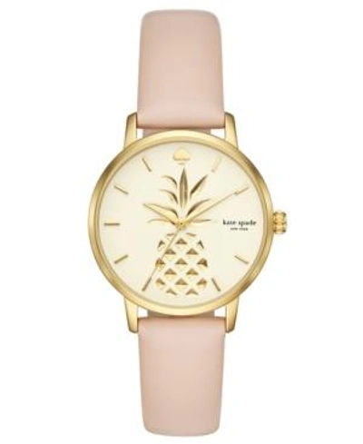 Kate Spade Metro Leather Strap Watch, 34mm In Blush/ Cream/ Gold
