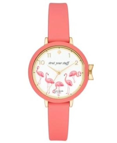 Kate Spade Park Row Silicone Strap Watch, 34mm In Pink/ White/ Gold