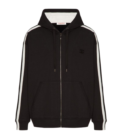 Valentino V-logo Cotton-jersey Zipped Hoodie In Multi