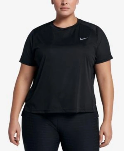Nike Plus Size Miler Running Top In Black