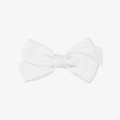 Peach Ribbons Kids' Girls White Bow Hair Clip (7cm)