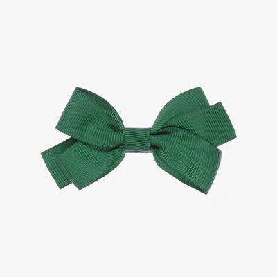 Peach Ribbons Kids' Girls Dark Green Bow Hair Clip (7cm)