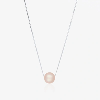 Raw Pearls Kids' Girls Pearl & Silver Necklace (44cm) In Pink