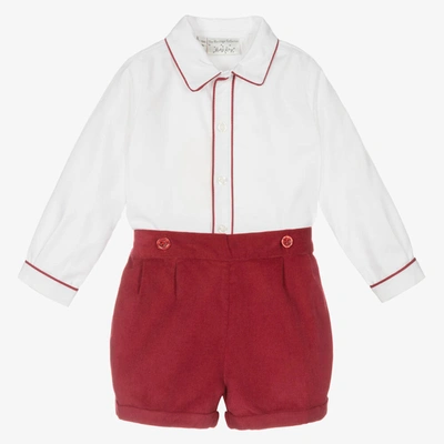 Rachel Riley Babies' Boys Burgundy Red Cotton Buster Suit