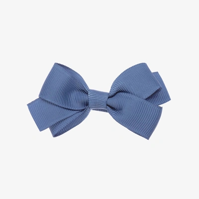Peach Ribbons Kids' Girls Blue Bow Hair Clip (7cm)