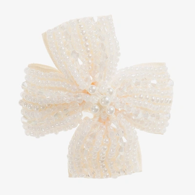 Sienna Likes To Party Kids'  Girls Handmade Ivory Bead Hairclip (6.5cm)
