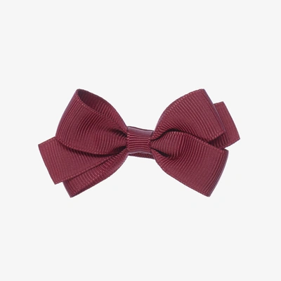 Peach Ribbons Kids' Girls Burgundy Red Bow Hair Clip (7cm)