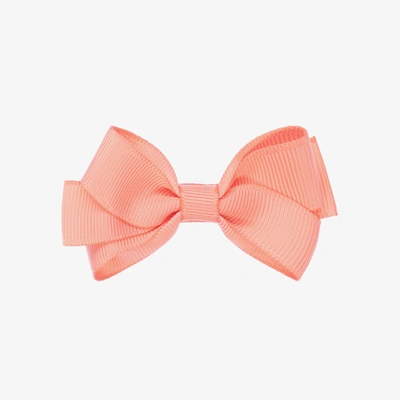 Peach Ribbons Kids' Girls Coral Pink Bow Hair Clip (7cm) In Orange
