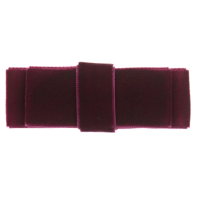 Milledeux Kids' Girls Burgundy Velvet Bow Hairclip (7.5cm) In Red