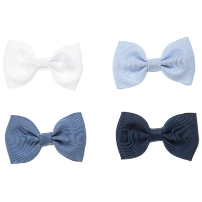 Milledeux Kids' Girls Blue Bow Hairclips (pack Of 4)