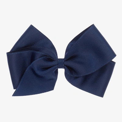 Peach Ribbons Kids' Girls Navy Blue Bow Hair Clip (12cm)