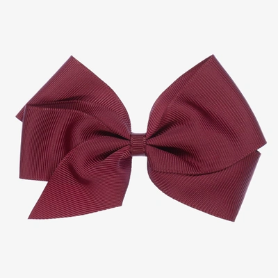 Peach Ribbons Kids' Girls Burgundy Red Bow Hair Clip (12cm)