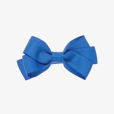 Peach Ribbons Kids' Girls Blue Bow Hair Clip (7cm)