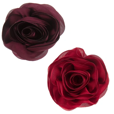 Milledeux Kids' Girls Red Rose Hairclips (pack Of 2)