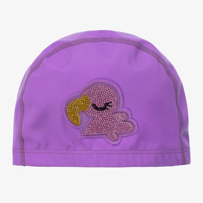 Bling2o Kids'  Girls Purple Diamanté Flamingo Swim Cap