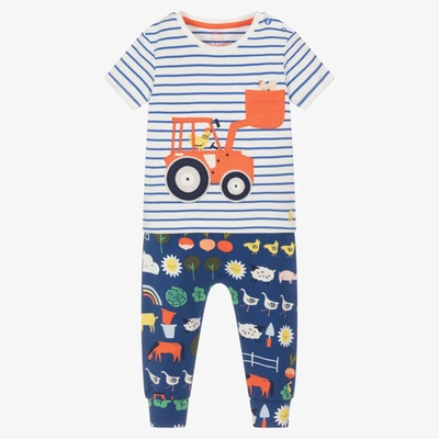 Joules Boys Blue Cotton Tractor Trouser Set