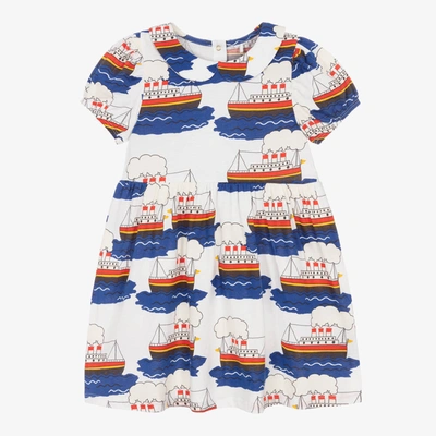 Mini Rodini Kids' Girls White Ferry Organic Cotton Dress