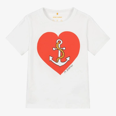 Mini Rodini White Organic Cotton Heart T-shirt